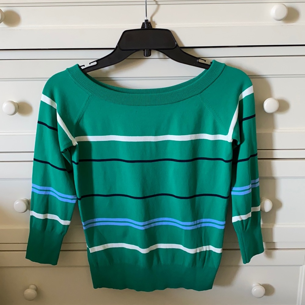 Ann Taylor Stripe Off-Shoulder Sweater